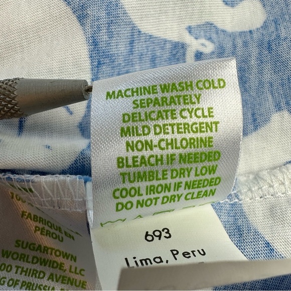 Lilly Pulitzer Windsor Strapless Dress XS Tusk In Sun Blue White Elephants Pima - Picture 7 of 8